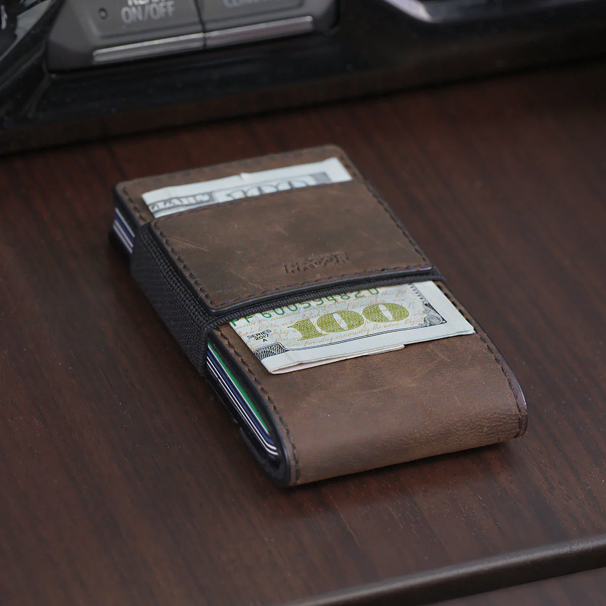 PROOF Wallet | The Founder | Top Grain Bomber Leather & Dark Gunmetal - Image 4