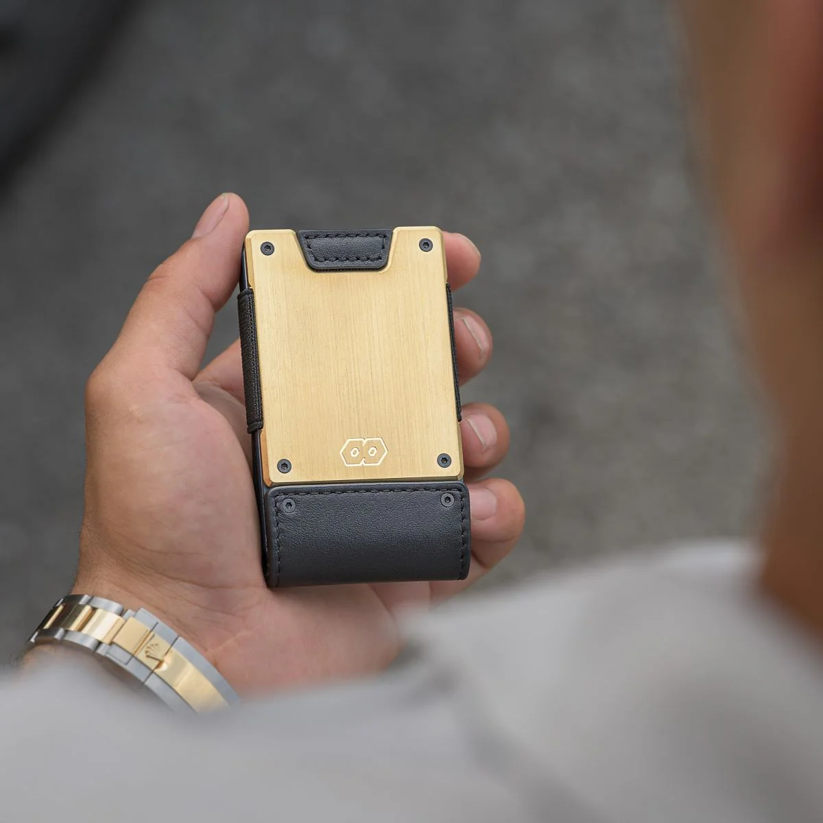 PROOF Wallet | The Obsidian | Black Full Grain Leather & Brushed Brass - Image 3