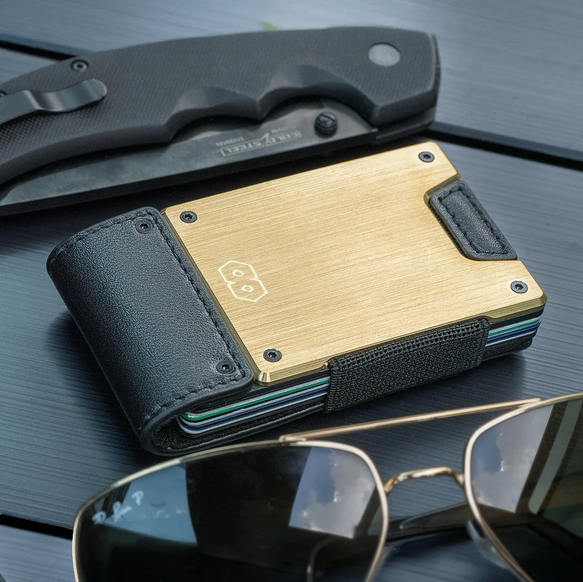PROOF Wallet | The Obsidian | Black Full Grain Leather & Brushed Brass - Image 6