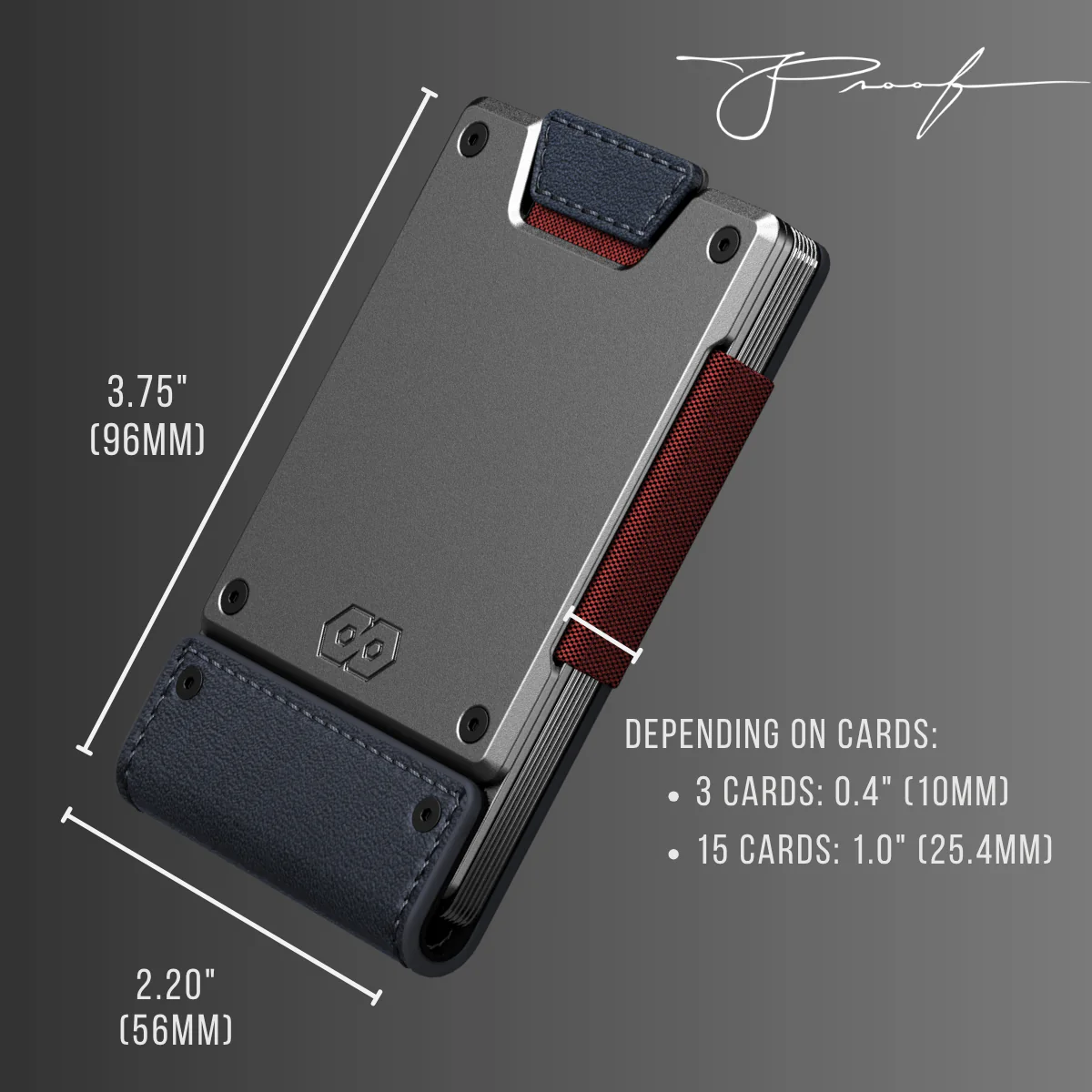 PROOF Wallet | The Patriot | Midnight Blue Full Grain Leather & Satin Gunmetal - Image 6