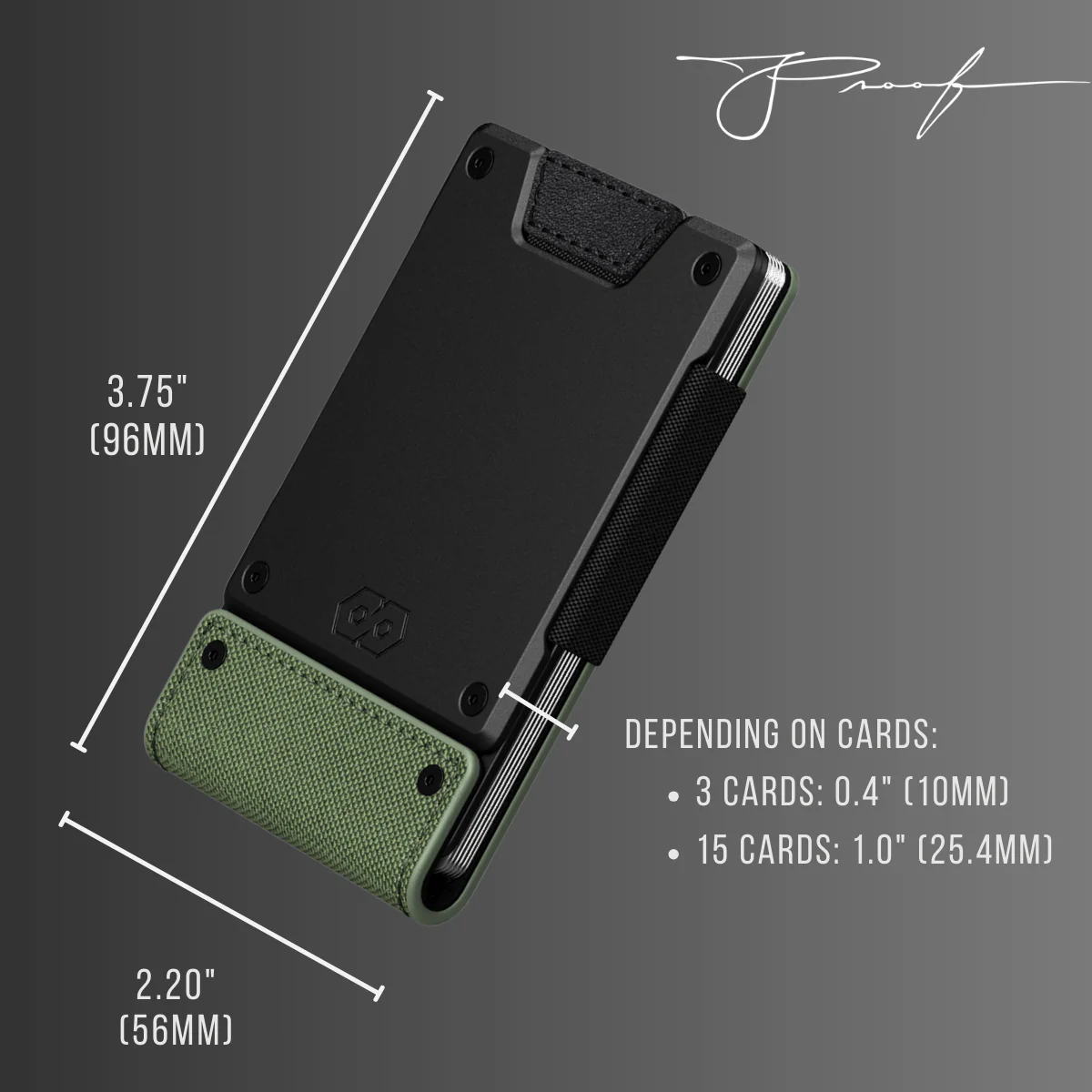 PROOF Wallet | The Sentinel | Olive Drab Ballistic Nylon & Black Full Grain Leather with Dark Gunmetal - Image 5