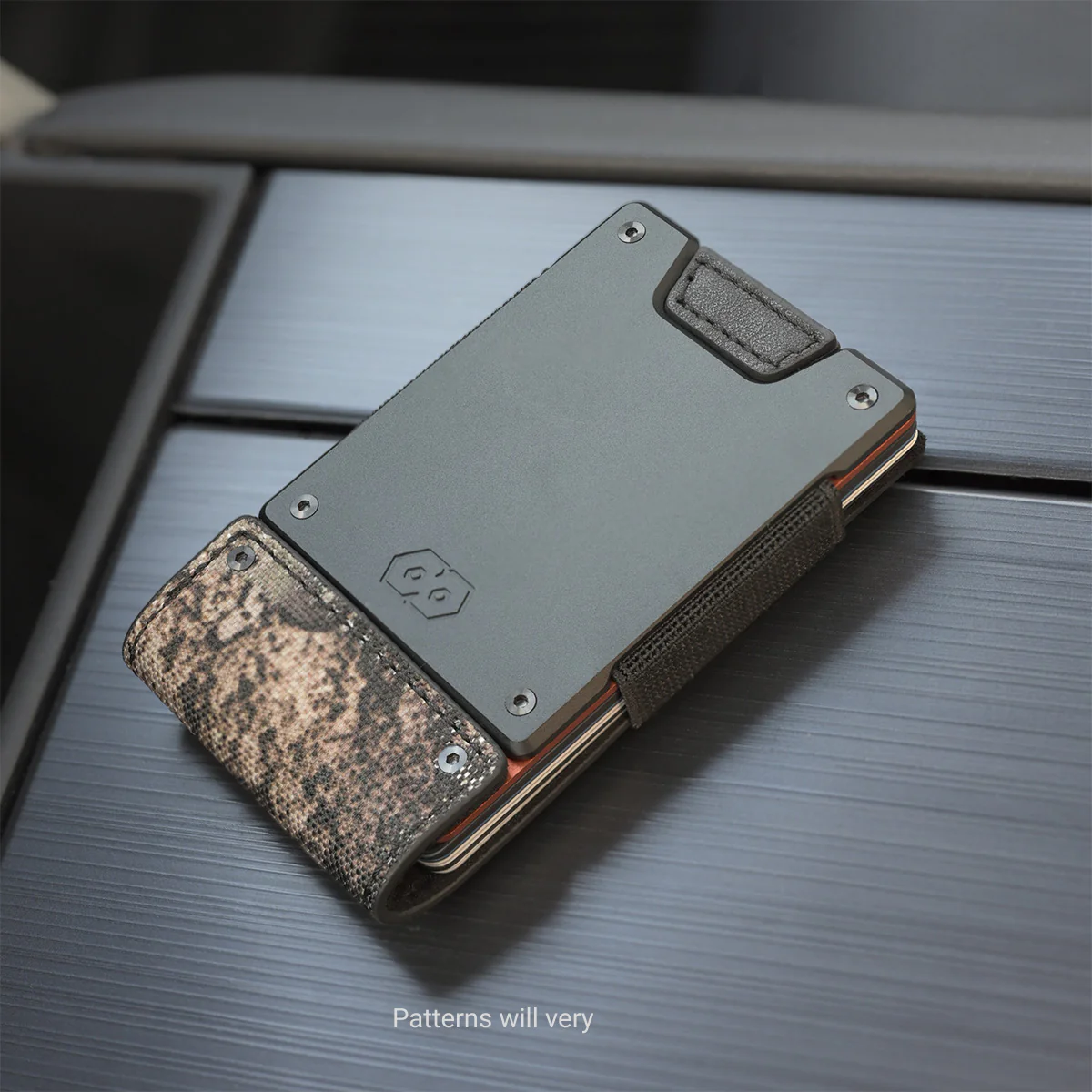 PROOF Wallet | The Survivor | Camo Ballistic Nylon & Black Full Grain Leather with Dark Gunmetal - Image 2
