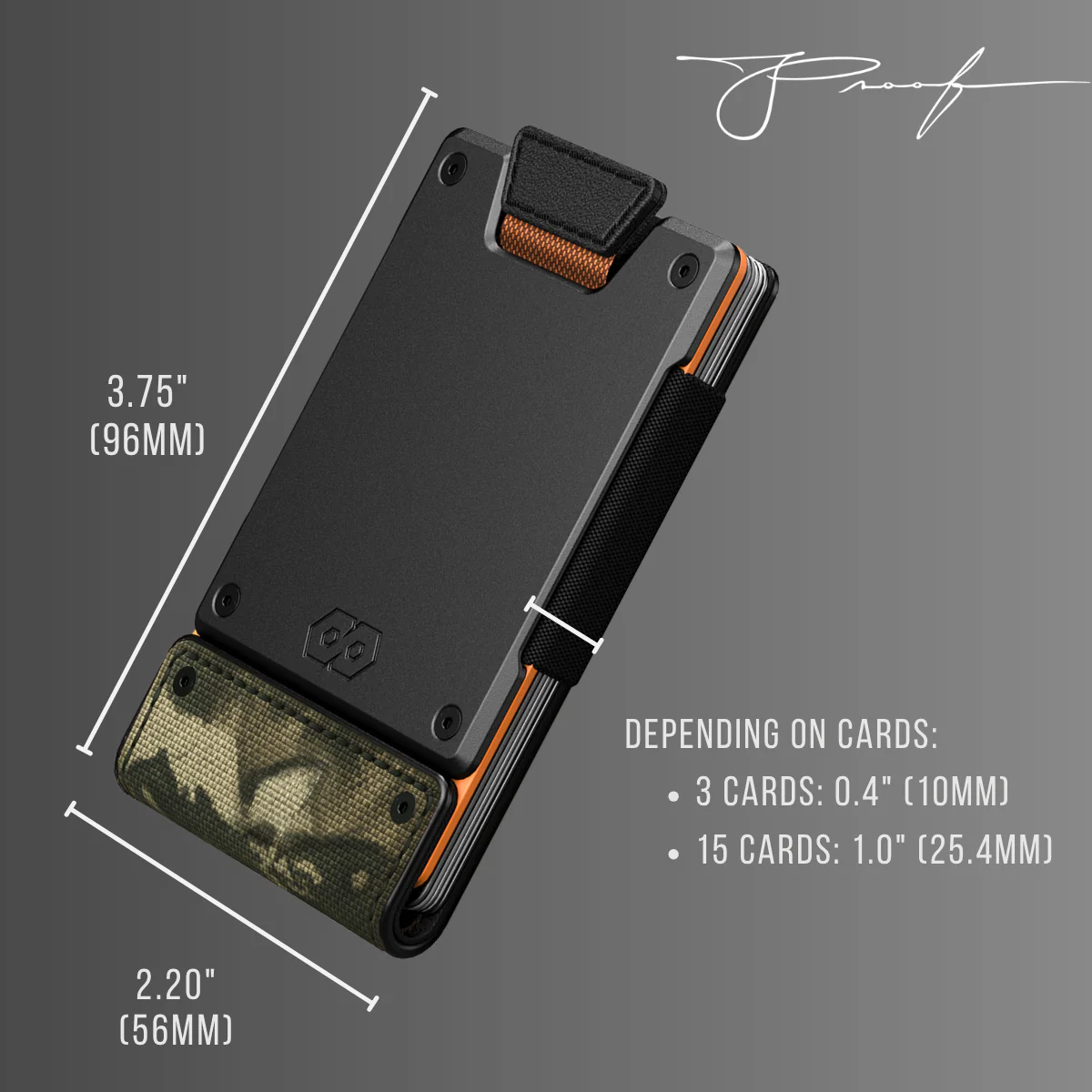 PROOF Wallet | The Survivor | Camo Ballistic Nylon & Black Full Grain Leather with Dark Gunmetal - Image 5